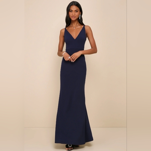 Lulus | Melora Navy Blue Sleeveless Maxi Dress | Size L - Picture 5 of 9